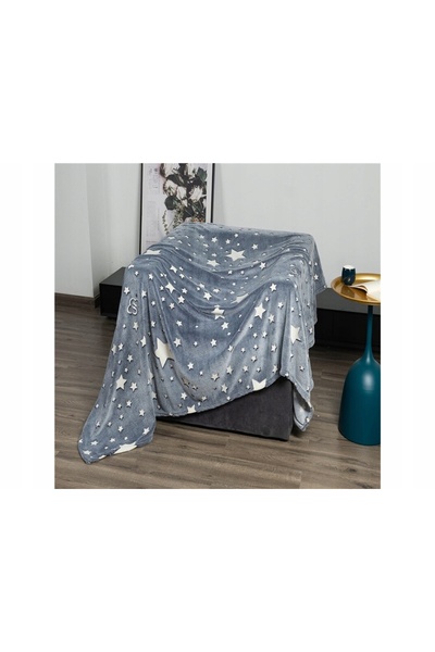 zola Fluffy blanket with phosphorescent inserts, soft and pleasant, star pattern, 150x200 cm, gray