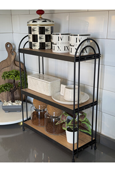 Halemfa ÜÇLÜ OVAL RAF Mutfak Raf ÇAM Tezgah Üstü Raf Kahve Köşesi Raf Banyo R...