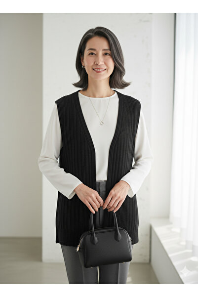 Mutlu City Women's Middle-Aged and Older Women's Hair Braided Fit Fit Knitwear Knitted Mother Vest 1178