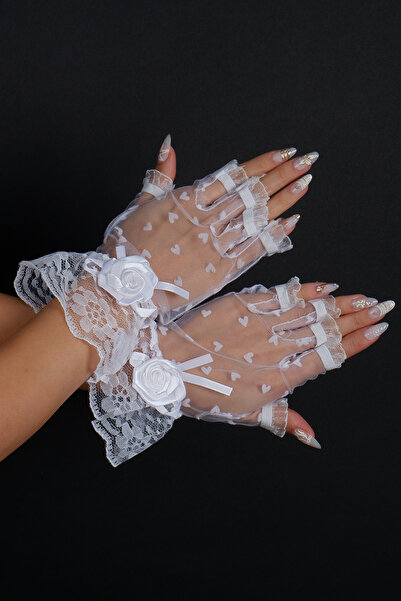 Limelia Fingerless Lace Polka Dot Short Bridal Gloves Wedding Evening Dress A...