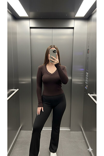 DMK Store Premium Modal Fabric Finger-Looped V-Neck Women's Bodysuit