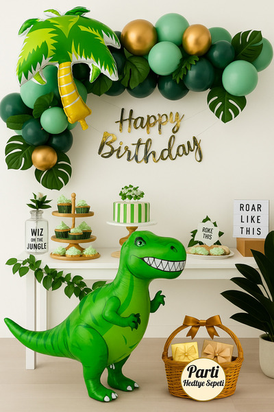 parti hediye sepeti Set de baloane pentru ziua de naștere cu tematică de dino...