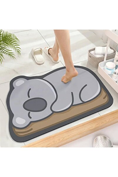 zola Bath mat, anti-slip, quick drying, 60x40 cm, koala pattern, grey