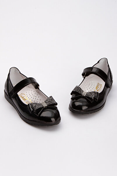 TAKI DERYASI Black Shiny Non-Slip Sole Girl Child Princess Ballerinas