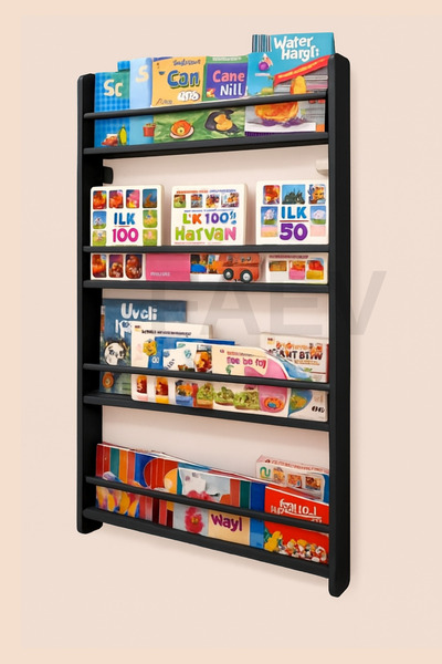 Faev Ahşap Montessori Kitaplık Rafı 4 Bölmeli 120x60x9 cm Duvara Monte Eğitic...