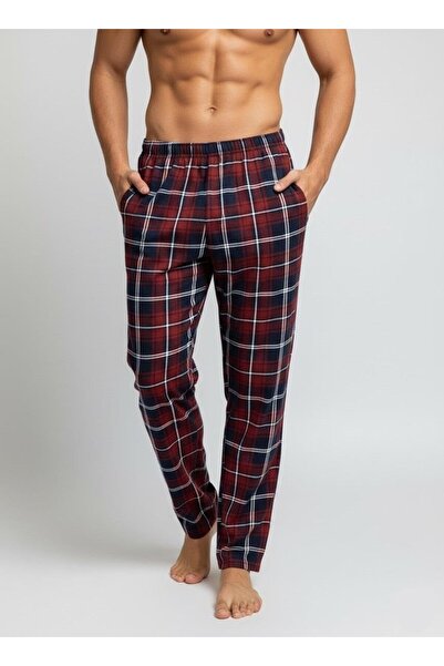 Mutlu City High Quality Cotton Men's Plaid Pajama Bottoms with Pockets 1485