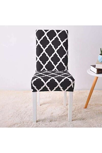 zola Universal cover for chair with backrest, soft material, elastic, black with white pattern