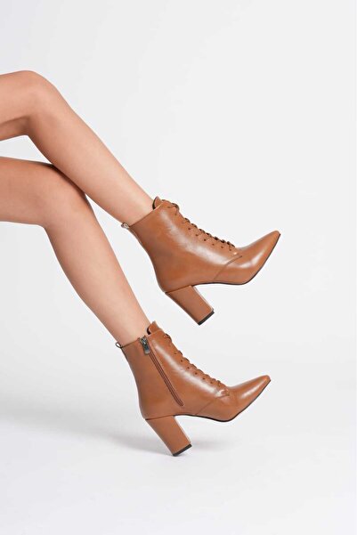 emela kids shoes Kadın bot Bağcıklı Sivri Burun acik taba