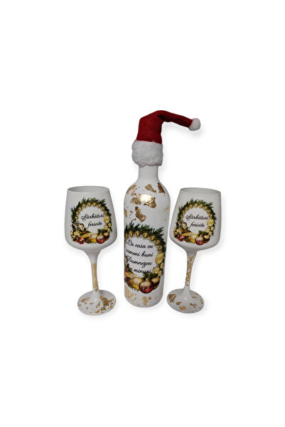 RAM Atelier cadou pentru cei dragi format din sticla de vin si 2 pahare