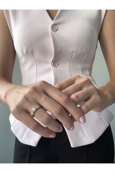 Ressia خاتم زركون مرصع بالحجر على شكل باجيت كامل