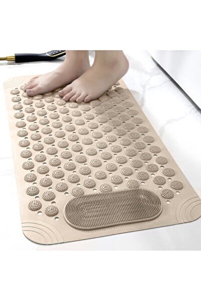 zola Non-slip bath and shower mat, foot massage, suction cup attachment, cream, 36 x 69 cm