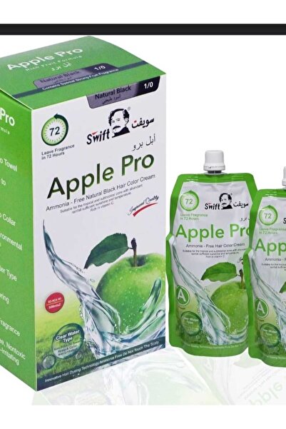 SWİFT كريم صبغة شعر ابل برو بتركيبة متطورة وتغطية 100% للشعر الابيض من سويفت صبغة شعر كريمية (أسود