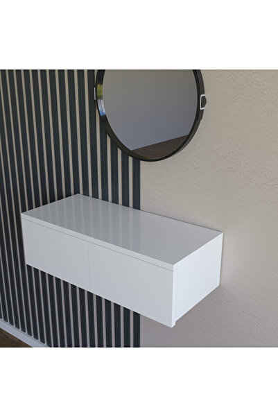 Barida Sanat Konsol İki Çekmeceli | Dresuar | Duvara Monte MDF Ahşap Raf | Makyaj Masası | 80 cm uzunluk