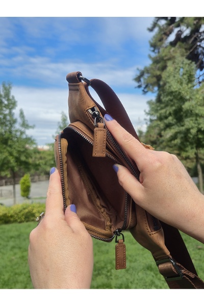 Norvi Leather Genuine Leather Crossbody Bag – Hazelnut Crossbody Model 1213