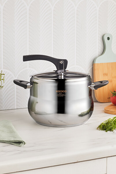 Karaca Retro Paslanmaz Çelik Indüksiyon Tabanlı Düdüklü Tencere 6 Lt