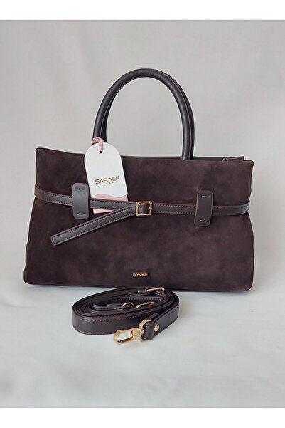 SARACH 261AA115-1 Model Marka Siyah Renk Hakiki Süet El ve Omuz Çantası