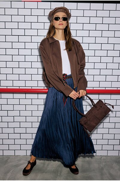 HEQA Fusta plisată albastru noapte