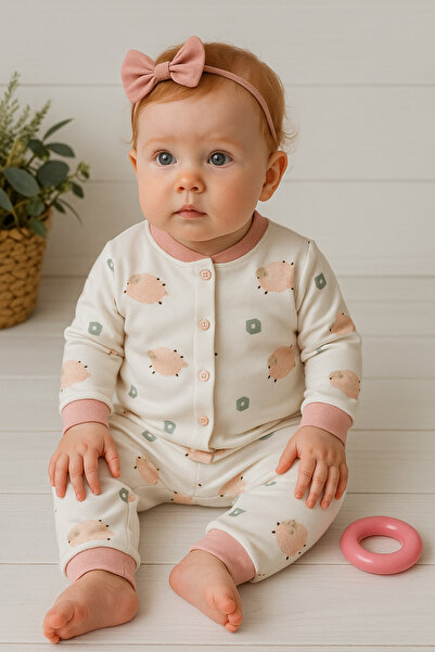 Baharda Nova %100 Pamuk Kız Bebek Uzun Kollu Mevsimlik Pijama Takımı