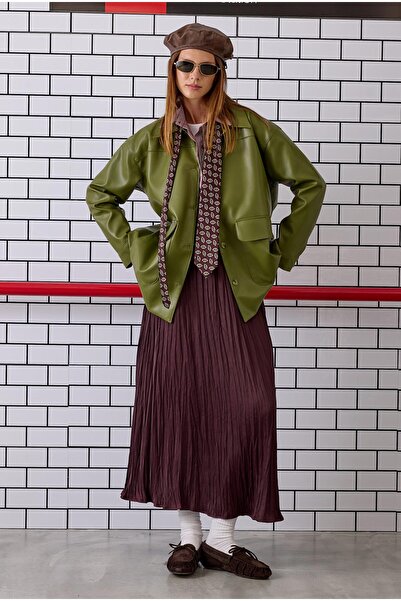 HEQA Плісирована спідниця бордового кольору