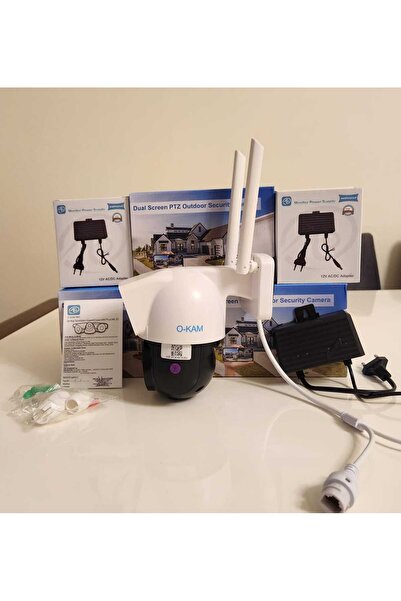 TekRenkMarket O-kam Okam 3012 Wifi 6 Mp (3+3)Ptz 2 Kamera Gece Görüşlü Kablosuz Güvenlik Kamerası Adaptör Dahil