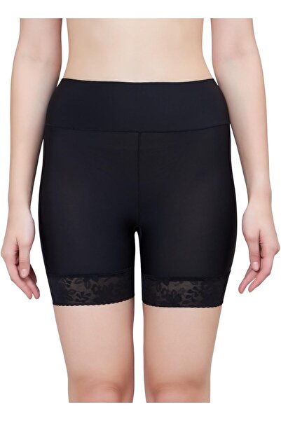 Glamroot Women's Lace Trimmed Anti-Chafing Slip Shorts Seamless Mid-Thigh Boyshorts Underwear