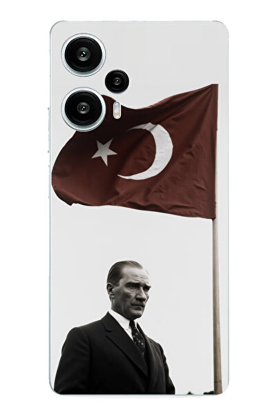 TechTree حافظة سيليكون مطبوعة بعلم أتاتورك متوافقة مع POCO F5