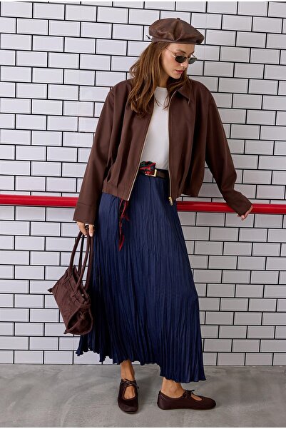 HEQA Fusta plisată albastru noapte