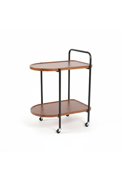 Golden Bark عربة تقديم بـ2رف,عربة طعام,طاولة جانبية,بني/اسود