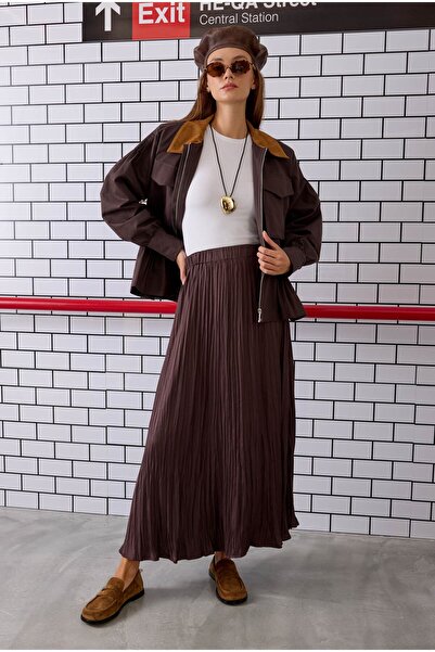 HEQA Piliseli Kraş Etek Acı Kahve