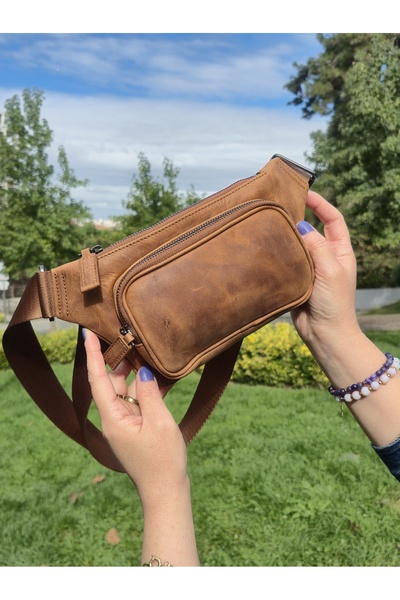 Norvi Leather Genuine Leather Crossbody Bag – Hazelnut Crossbody Model 1213