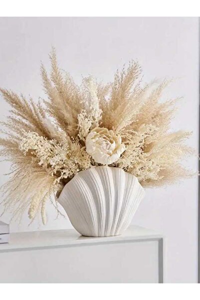 VAZO DEKOR Seramik Beyaz Deniz Kabuğu Tasarımı Vazo Oturma Odası Yemek Masası Raf için Modern Ev Dekorasyonu