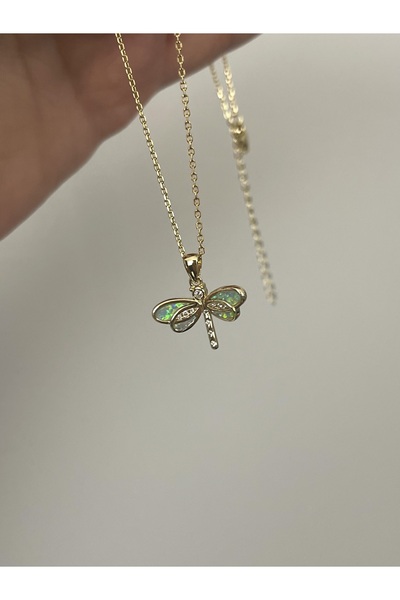 ds denizden silver Gümüş opal taşlı yusufçuk kolye - 45 cm