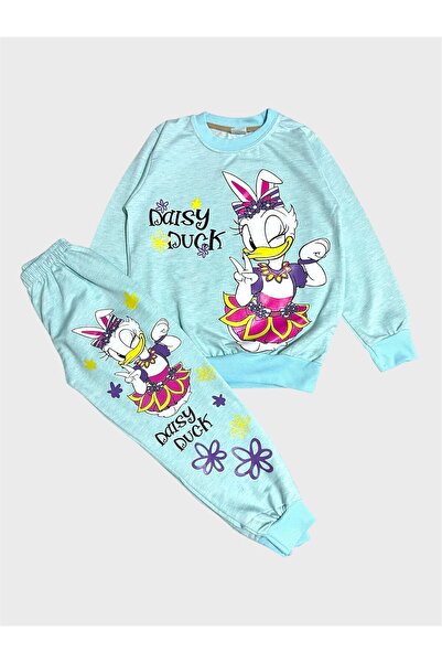 tusem butik homewear Set de pijamale sezoniere cu mâneci lungi, din bumbac, cu model de rață drăguță, pentru fete