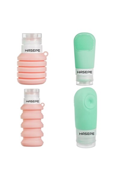 HASEPE Set 2 biberoane de călătorie 90-100 ml din silicon moale, format de călătorie