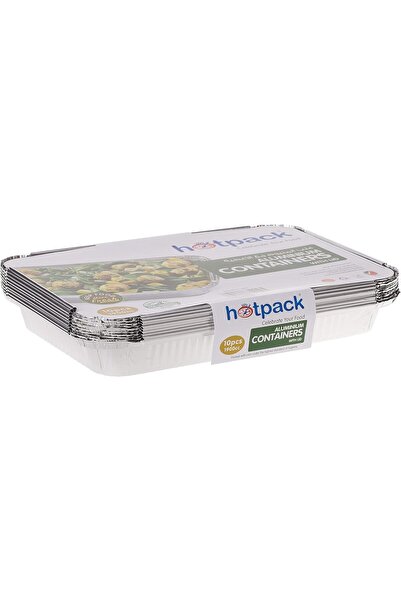 Hotpack Disposable Food Storage Containers 83190, 1900ML- 10 Pieces (Silver)