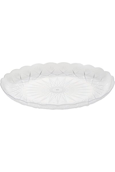 Soft N Cool Hotpack Disposable Plastic Elegant Crystal Clear Food Serving Plate 27cm, 5 Pieces