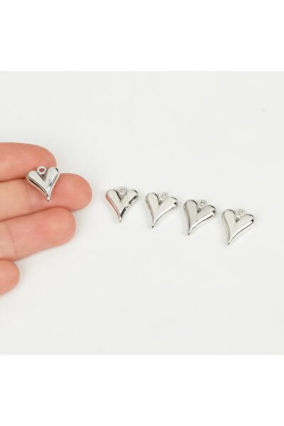 yfhobi 1 Adet - 16 mm Kalp Desen Metal Uç, Takı İçin Charm Uç, Rodyum Kaplama...