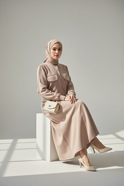 ENDAMIM Buttoned Blouse with Skirt Suit Cotton Soft Medium Thickness Seasonal Fabric