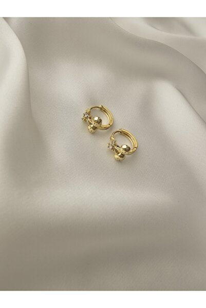 Zivazer Store Çocuk çelik kararmaz xuping 14k gold renginde kiraz şeklinde halka küpe