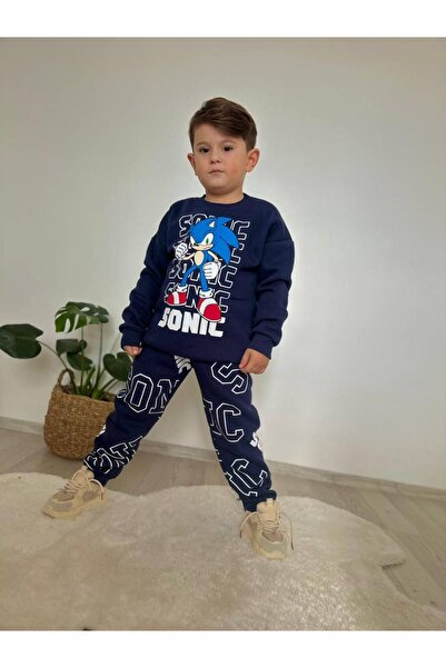 aybabykids Sonic Printed Hooded Boys' Tracksuit Set Two-Piece Set