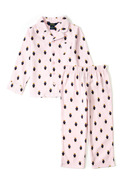Polo Ralph Lauren Pembe Ayıcık Desenli Kız Çocuk Pijama Seti