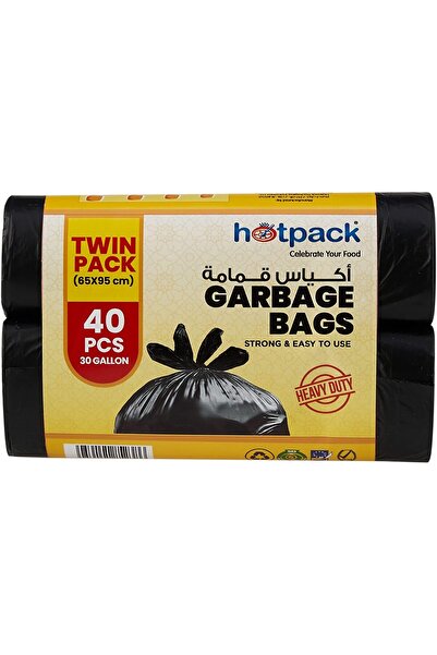 Hotpack لفافة أكياس القمامة الاقتصادية 65×95 سم، 20 قطعة × 2 لفة