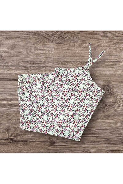 ESTA STORE White Pink Small Floral Print String Strap Tank Top