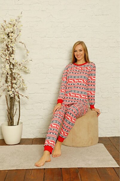 Intisimo Pijamale de Crăciun pentru femei, cu ren, bumbac interlok - S