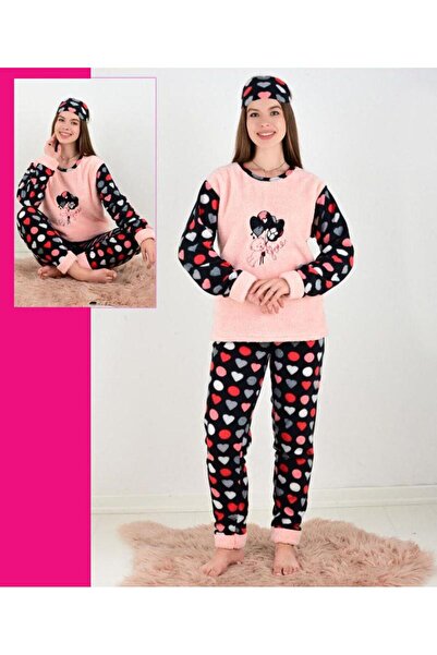 Intisimo Γυναικεία Πιτζάμα, Αρκουδάκι, Χνουδωτό, Cocolino, Ροζ/Μαύρο - XL