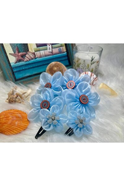 Ate j’s Creation’s Handmade 2Pairs of Organza Flower hairclip and 1 set ponytail