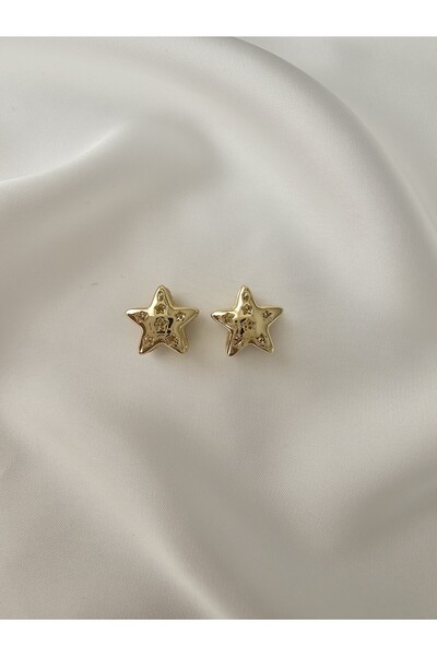 Zivazer Store Kadın çelik kararmaz xuping 14k gold renginde taşlı deniz yıldızı formunda küpe