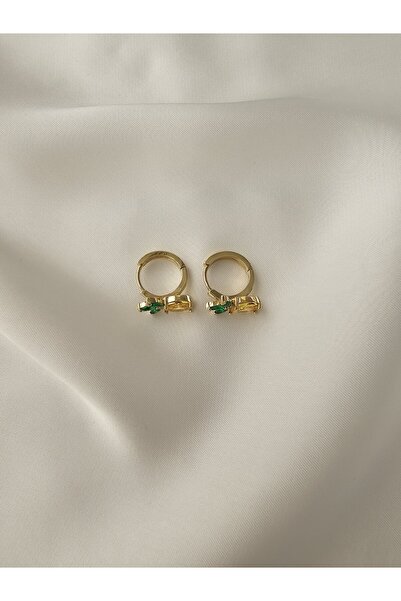 Zivazer Store Çoçuk çelik kararmaz xuping 14k gold renginde ananas formunda taşlı küpe