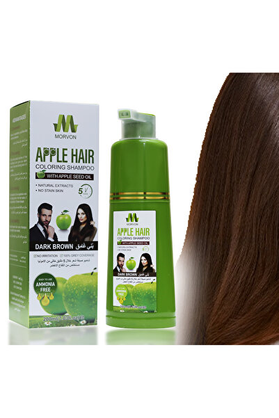 MORVON Morovon Dark Brown Ammonia-Free Hair Dye Shampoo with Green Apple Extract 200ml