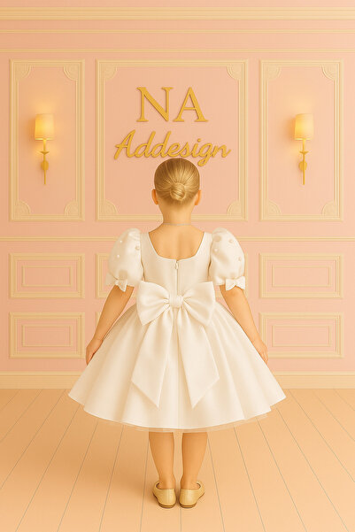 NA ADDESIGN Premium Saten İnci Detaylı Kabarık Prenses Elbise – Farklı Renk Seçenekleriyle